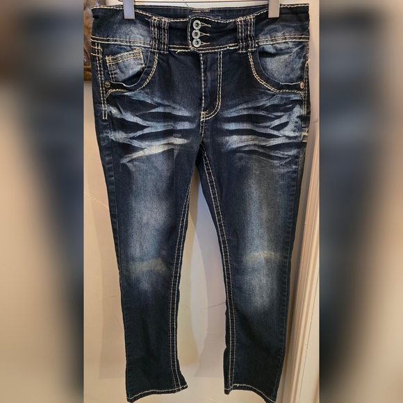 Angels Women's Skinny Jeans - Dark Blue 10P x 28 - Picture 2 of 6